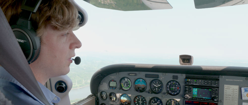 Pilot talking on radio