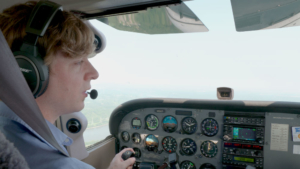 Pilot talking on radio