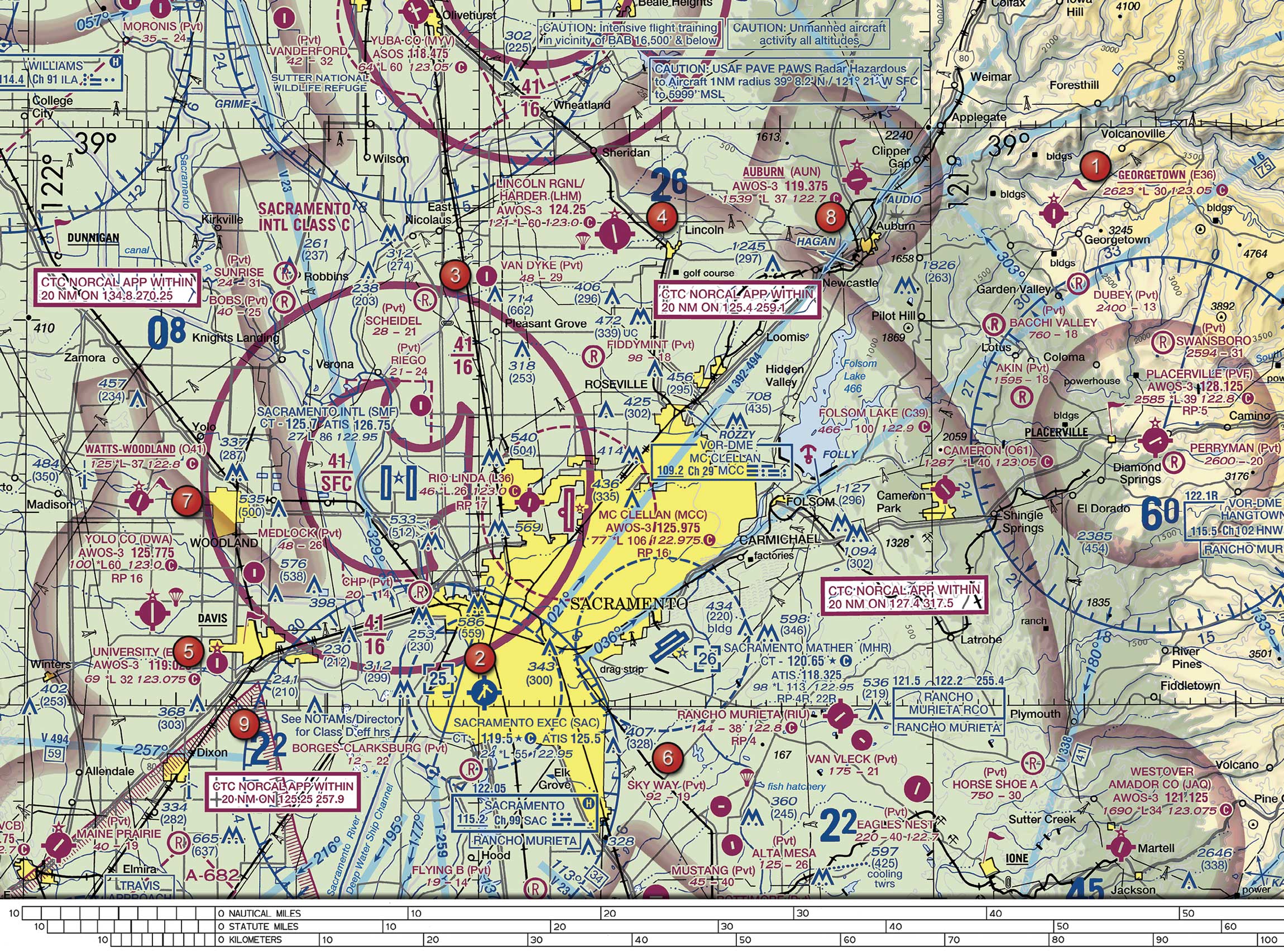 (Refer to Figure 71, area 1.) What is the height of the floor of the Class E airspace above Georgetown Airport?